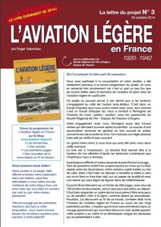 Aviation légère en France 1920-1942 lettre 3